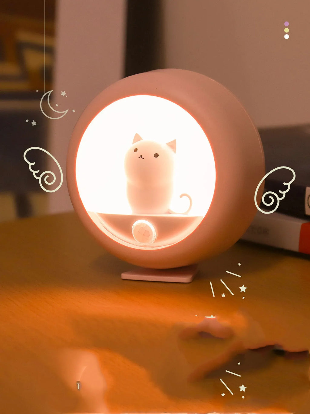 Sleep lamp baby bedside night light with projection in orange pink white colour options