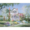 Meteor Garden digital oil painting, half hand-painted on linen, 40x50cm, Baroque garden landscape