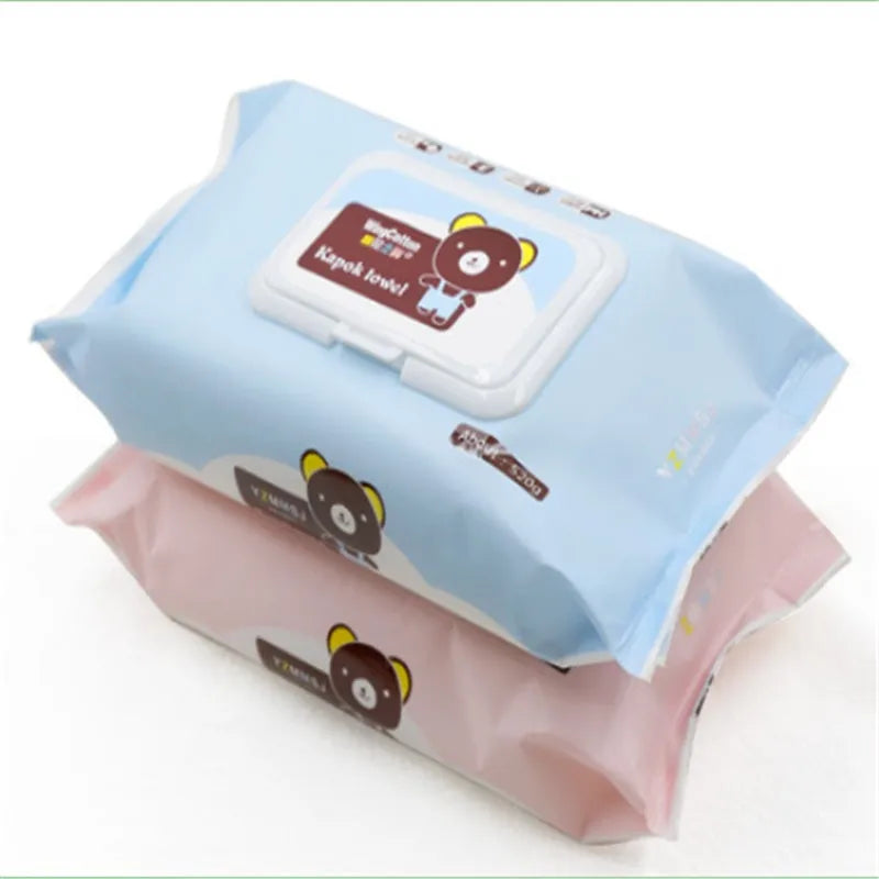 Blue pack of 68 baby wipes with lid, unscented kapok wipes for general cleaning