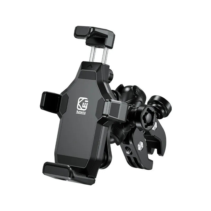 Motorcycle mobile phone bracket aluminium alloy shock absorption anti-theft black standard handlebar