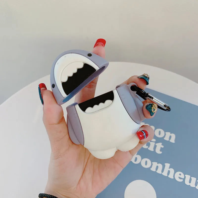 Silicone protective case cover for Apple AirPods with shark fin design
