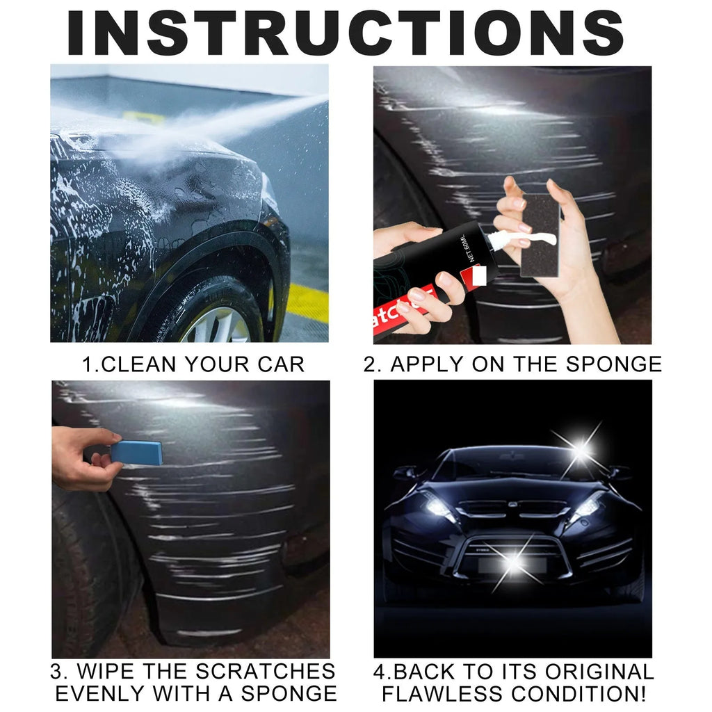 Automotive scratch repair cream in 60ml and 100ml containers for paint cleaning