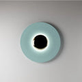 UFO-shaped iron wall lamp in blue, available in multiple sizes with integrated LED light.