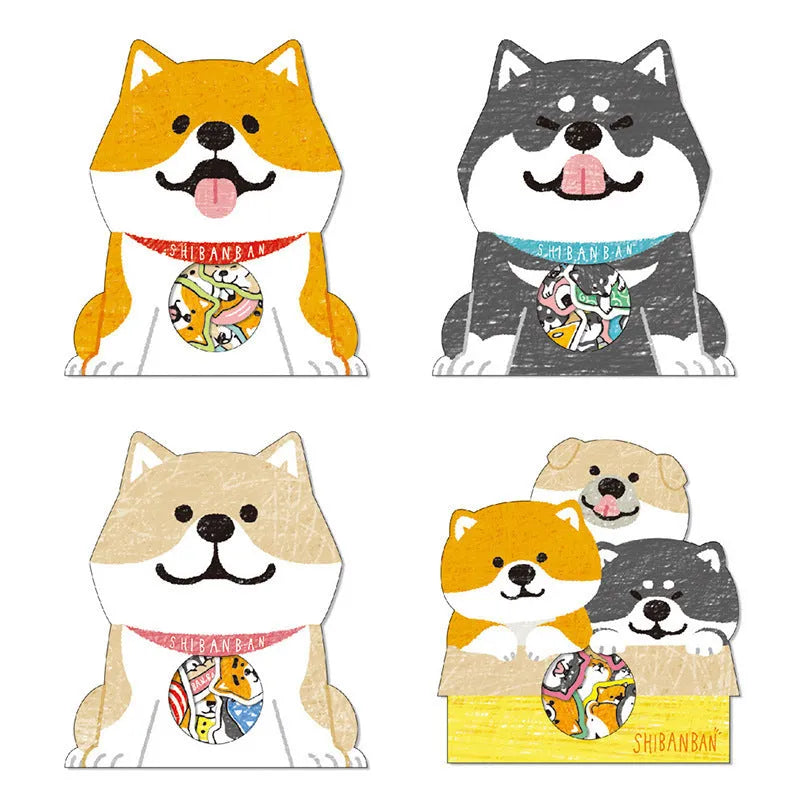 Pack of irregular shaped dog stickers in black, light brown, orange, and 78491 colours for hand account decoration.