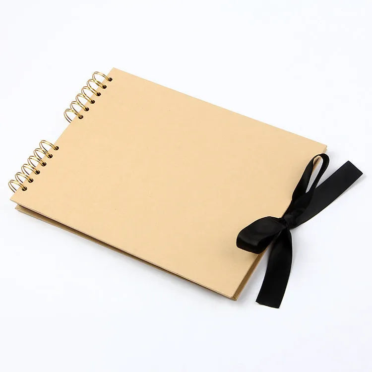 DIY handmade photo album with coil spiral binding in black or yellow kraft paper cover