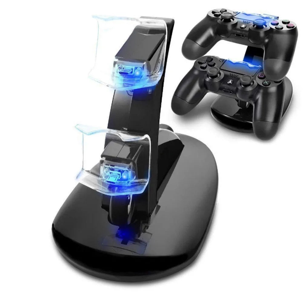 Black Xbox One dual controller charging stand showing two controller charging slots and USB cable connection