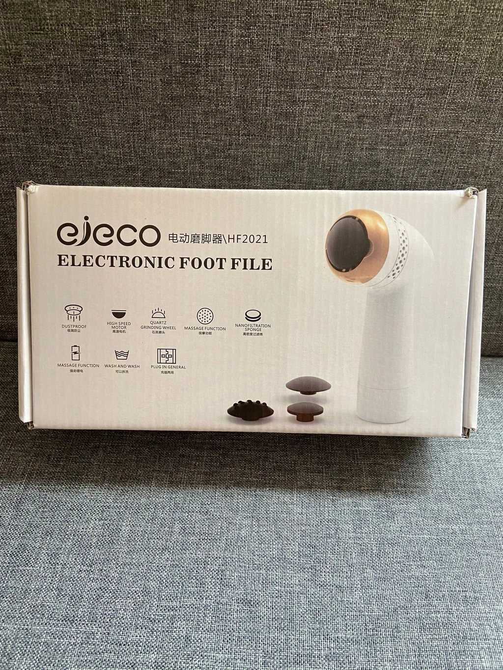 Electric foot grinder device with quartz grinding head in gold and silver colour options