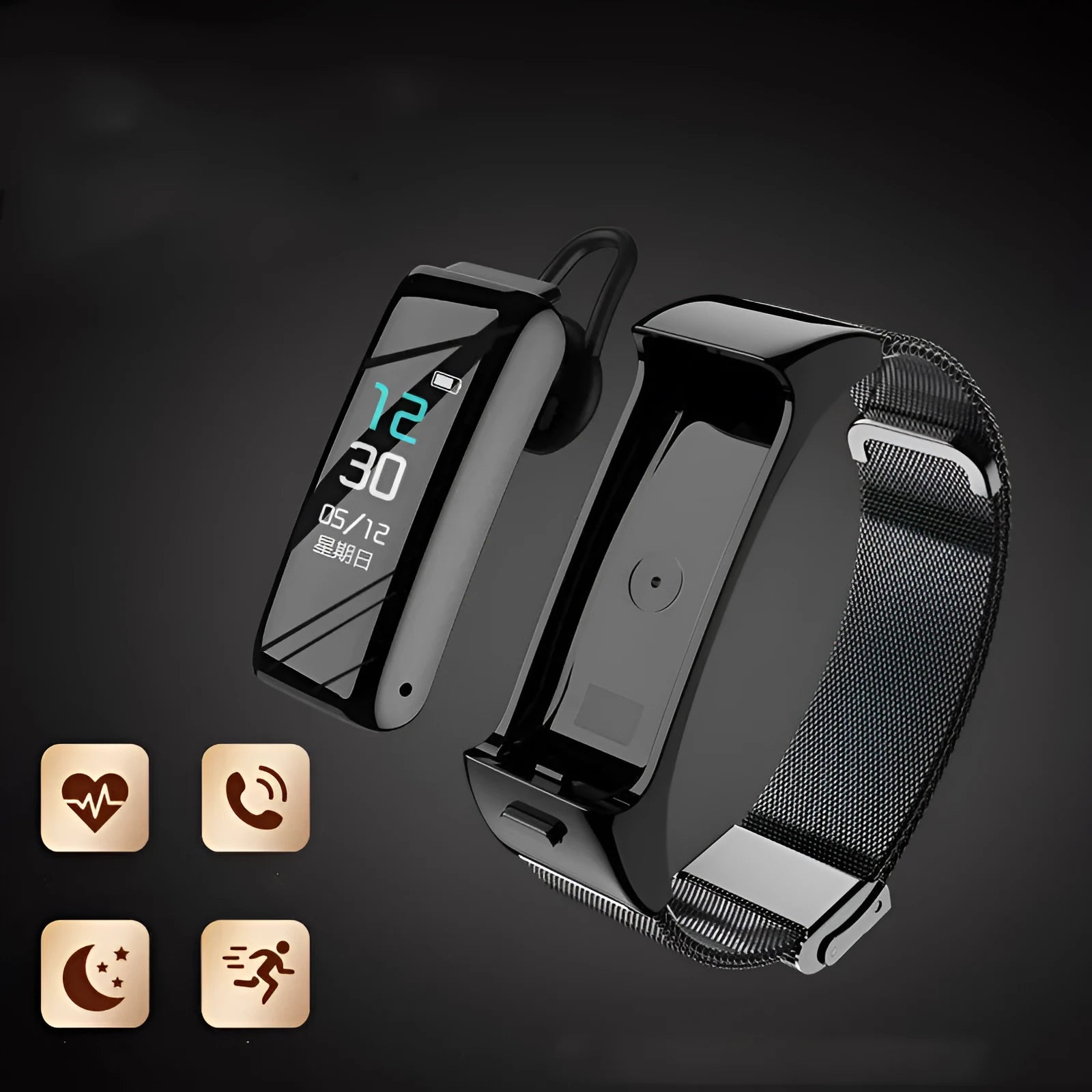 Bluetooth smart watch with call functionality and health tracking features on wrist