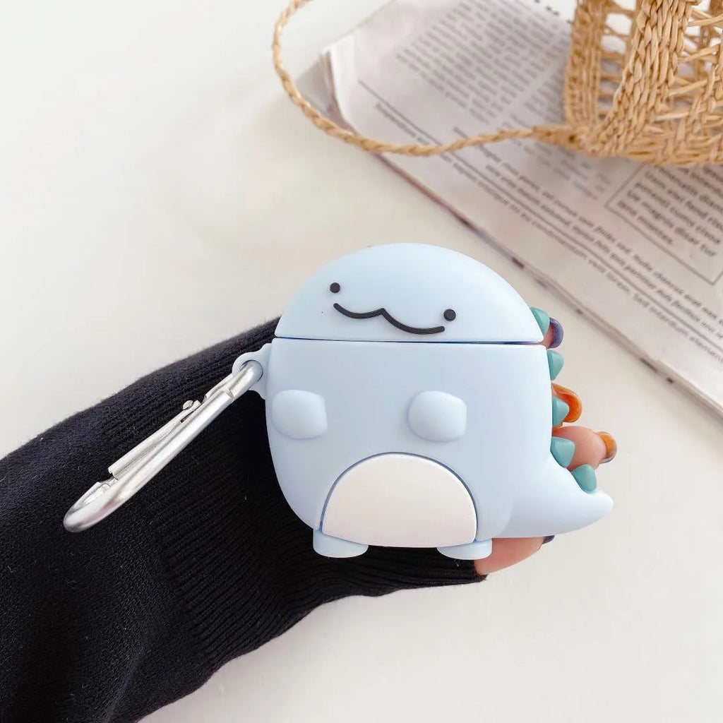 Blue silicone AirPods case with baby dragon design for Apple AirPods models 1, 2 and 3