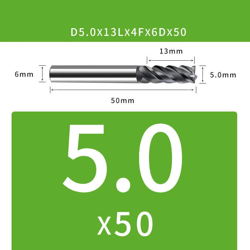 Tungsten steel 4-blade end mill with ball nose for contour milling