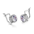 Crown-shaped clip-on earrings with white diamond details in rose gold or white gold colour finish