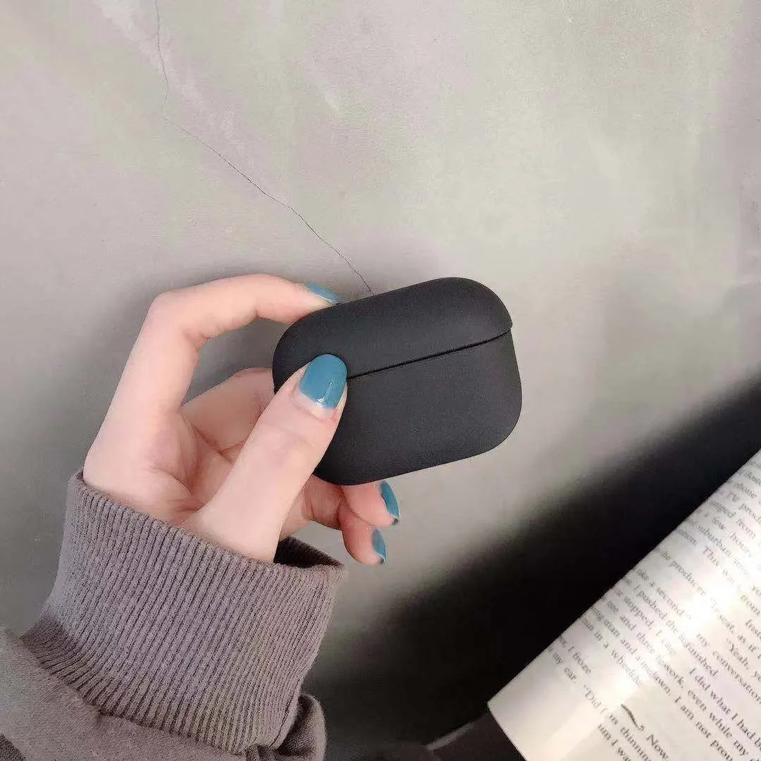 Plastic protective case for AirPods Pro in multiple colour options including light blue and grass green.