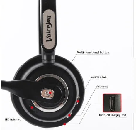 Over-ear Bluetooth headset with microphone for truck drivers and office professionals