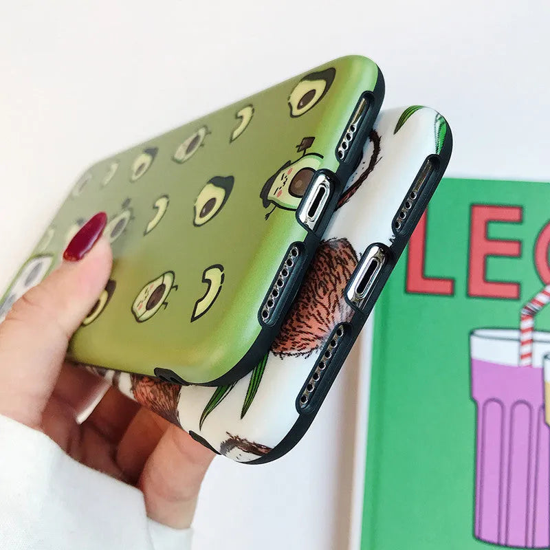 Green avocado cartoon TPU phone case for Apple iPhone back cover