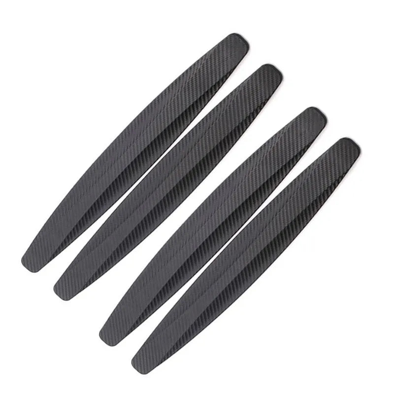 Black carbon fibre pattern car door anti-collision strip 4 pack 140x25mm on vehicle door edge