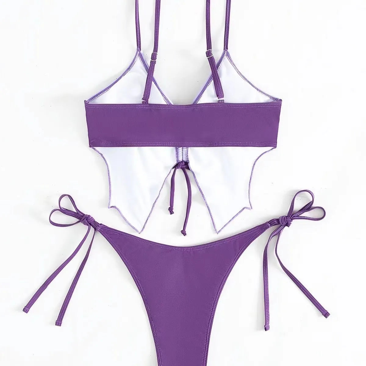 Women's bow ins style split bikini suit in sleeveless design with European American pattern