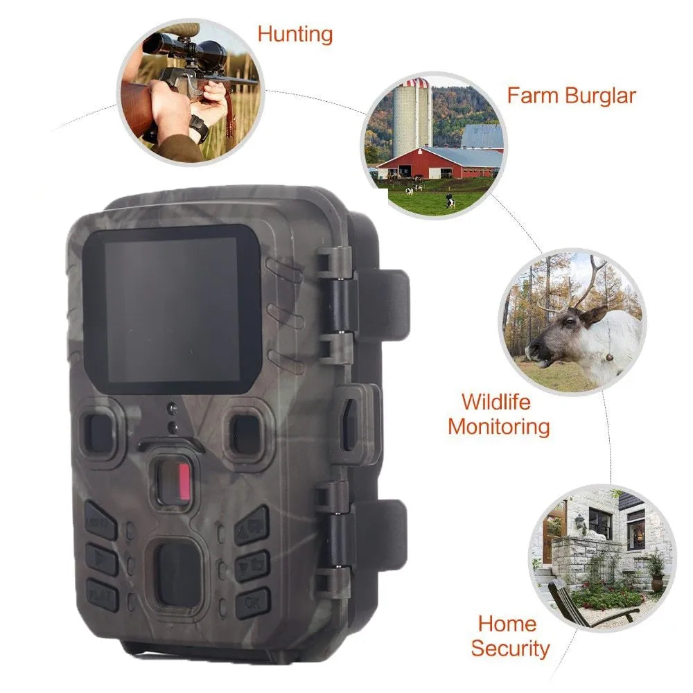 Black plastic infrared night vision monitoring device with TF card slot.