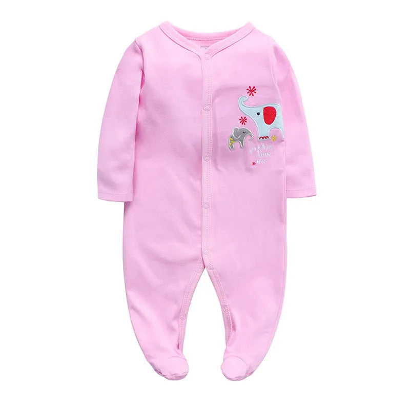 Cotton baby one-piece bodysuit with dinosaur, lion, car, and cloud print style options