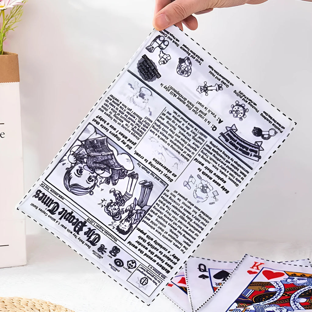 Tear-resistant dog toy with newspaper design and squeaker for interactive pet play