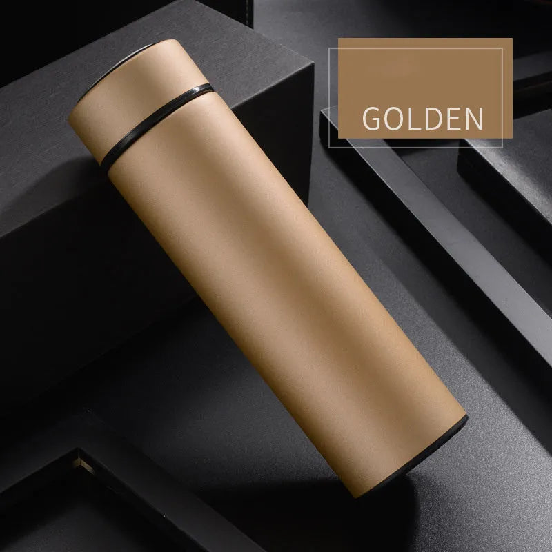 450ml stainless steel vacuum insulated water bottle in black, red, gold or blue with arrow mouth