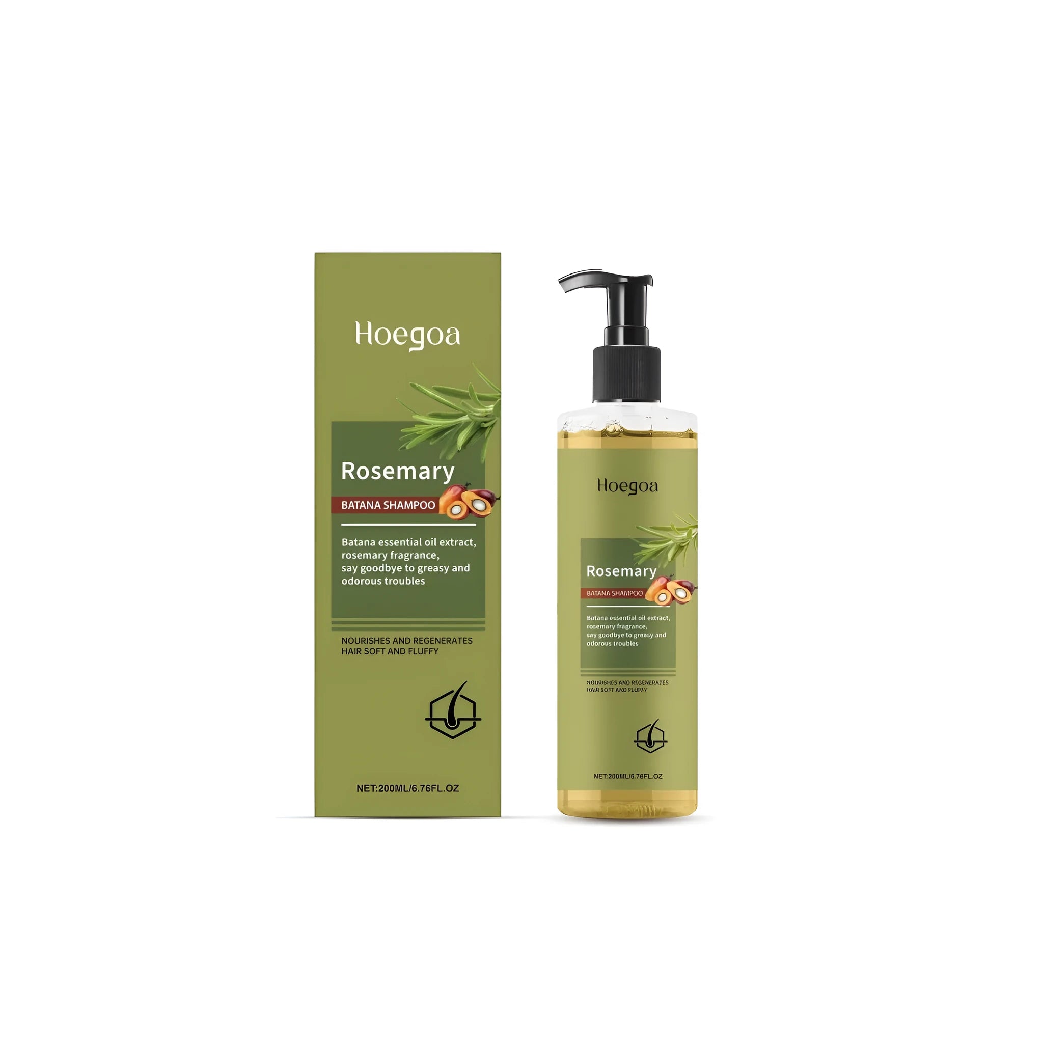 200ml bottle of Rosemary Hair Growth Shampoo with botanical extract and oil.