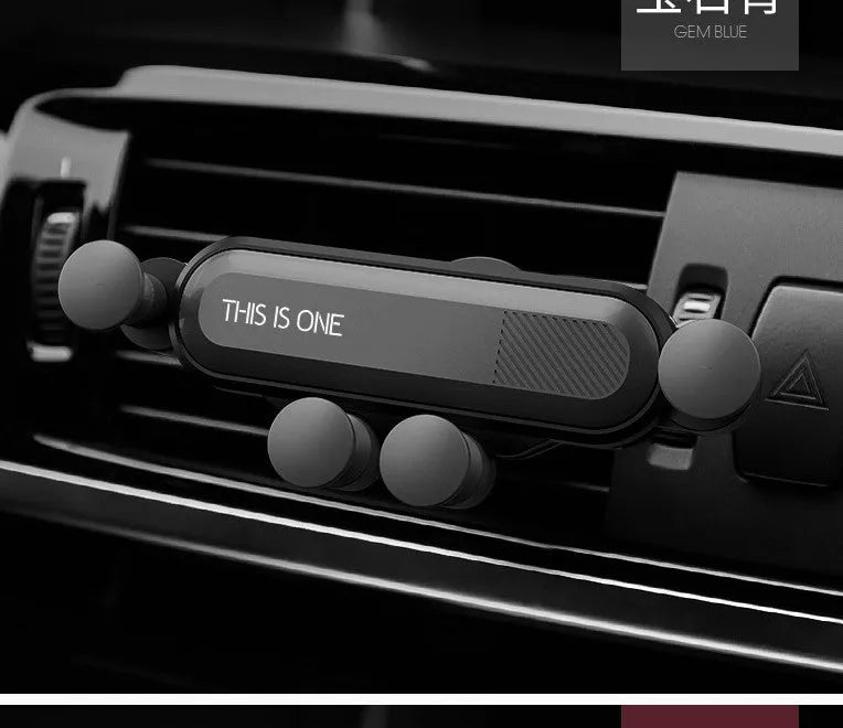 Universal car phone holder attached to a vehicle air vent, showing grey, red, black, and silver colour options