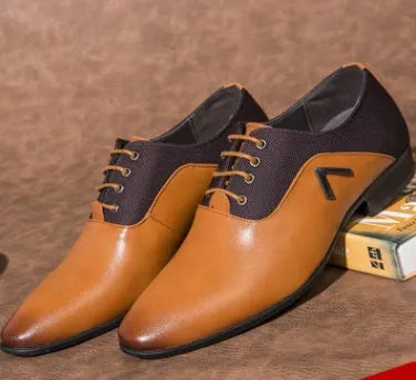 Men's black Oxford business casual shoes with a low-profile PU leather upper and rubber sole.