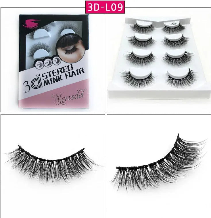3D false eyelashes handmade from imported fiber with wispy design in L01 style