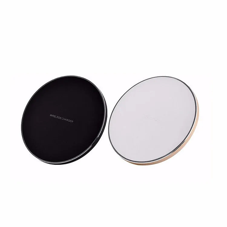 Ultra-thin square wireless charging pad in black, red, white, or yellow colour on a desk.