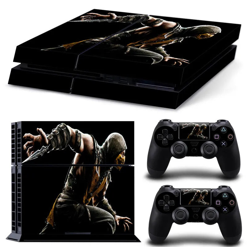 Thin 0.001mm PVC protective film skin with HD print for Sony PS4 console.