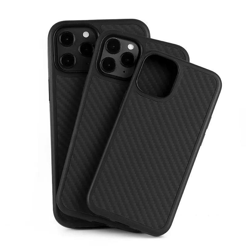 Simple solid-colour wooden phone case for iPhone showing TPU and Kevlar layered construction.