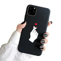 Frosted matte TPU phone case for iPhone with a graphic design reading 'LOVE' on a solid colour background.