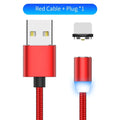 YBD black braided magnetic charging cable with LED light and aluminium shell for iPhone and Android.