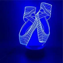 3D ballet dancer LED night light with remote control showing multiple colour options on acrylic panel.