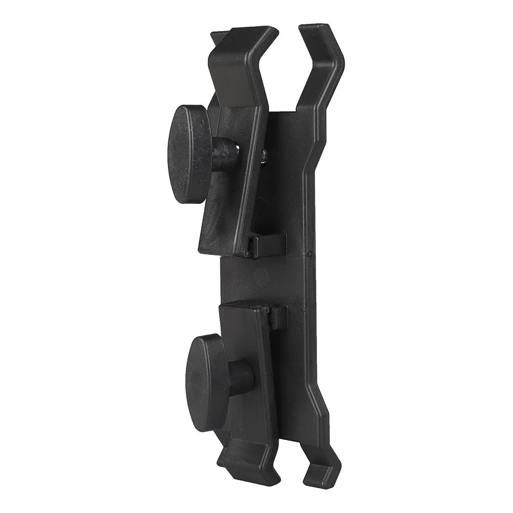 Black ABS plastic umbrella clip camera mount accessory compatible with Apple tripod systems