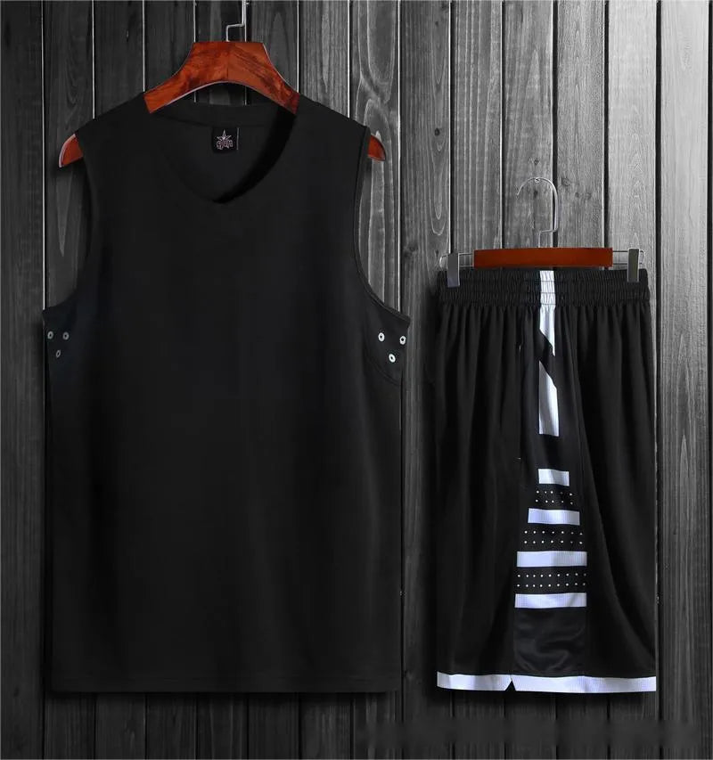 Black sleeveless basketball training vest on a mannequin, part of a unisex sportswear set.