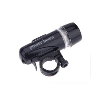 Black LED bicycle safety light set showing headlight, tail light, and clip-on back