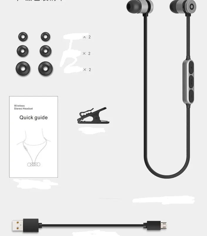 Black metal magnetic sports Bluetooth headset with neck-mounted design and magnetic earpieces.