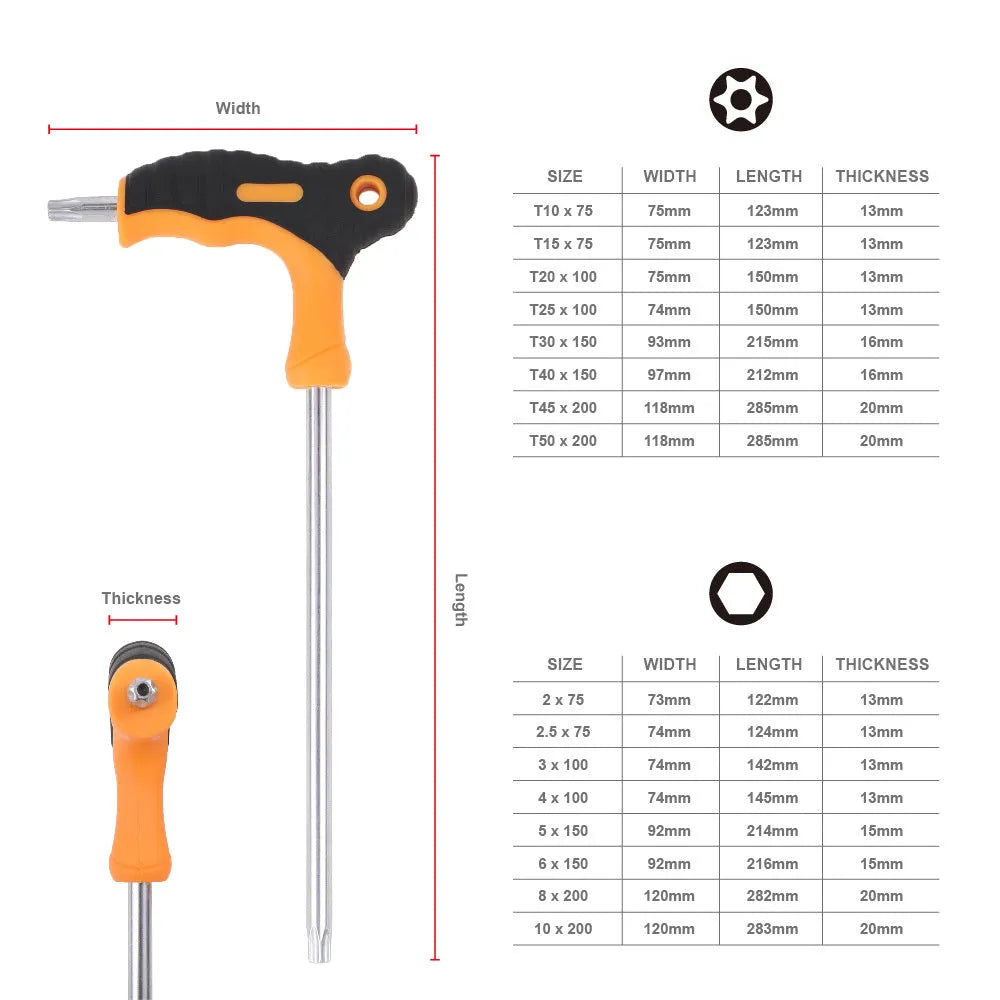 8-piece Torx wrench screwdriver set CRV steel T10 to T50 ball-end hexagon sockets on flat surface