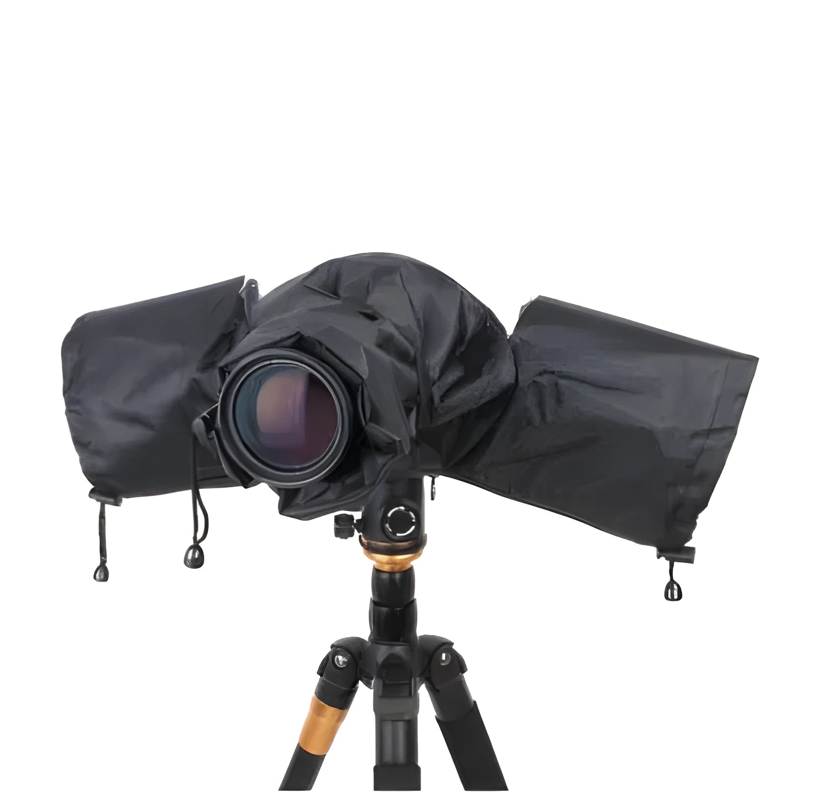 Clear transparent PVC DSLR camera rainproof cover with elastic hem and adjustable drawstring hood
