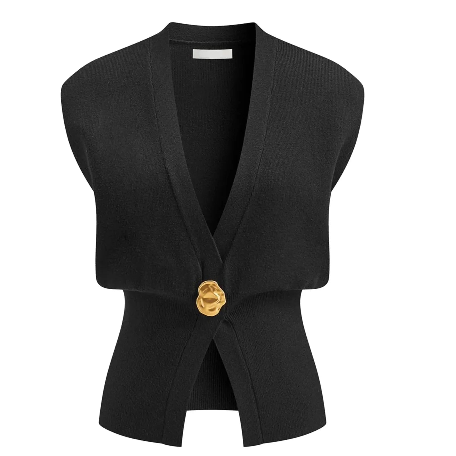 Women's loose V-neck cardigan with button front in knitted polyester fabric