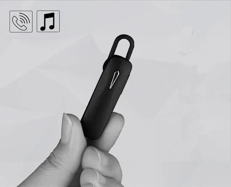 M163 Bluetooth car headset in black and white colour options on a car dashboard