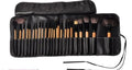 24-piece professional makeup brush set with wooden handles in a PU gift bag case