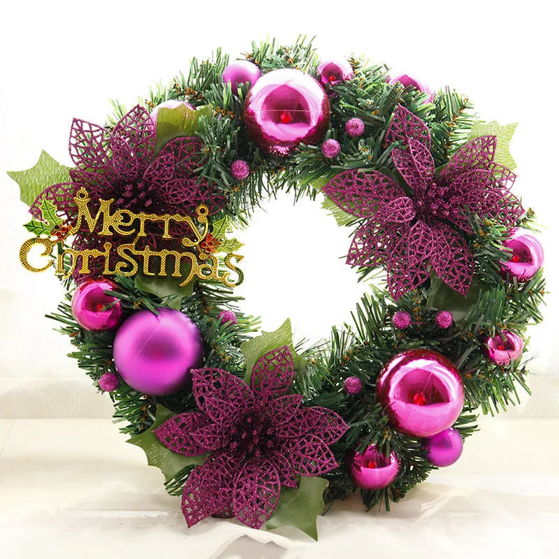 30cm plastic Christmas wreath in multicoloured design for garden or door decoration