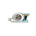 Reflective cartoon print car sticker decal measuring 12cm by 8cm.