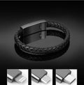 Brown leather bracelet with integrated 22.5cm charging cable and Micro USB connector