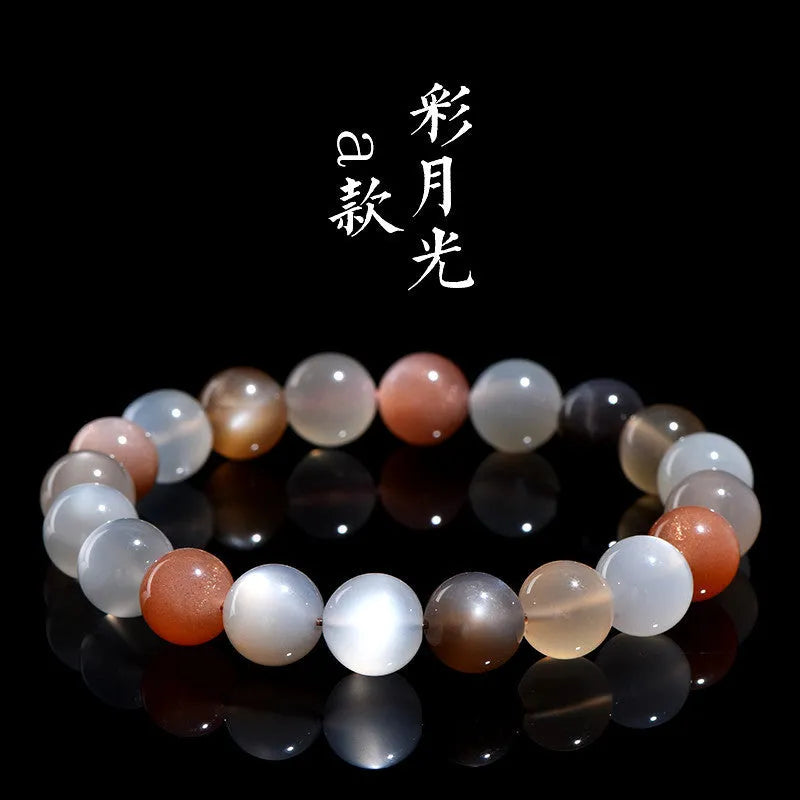 Natural colourful moonlight bracelet with 8mm moonstone beads in single circle design