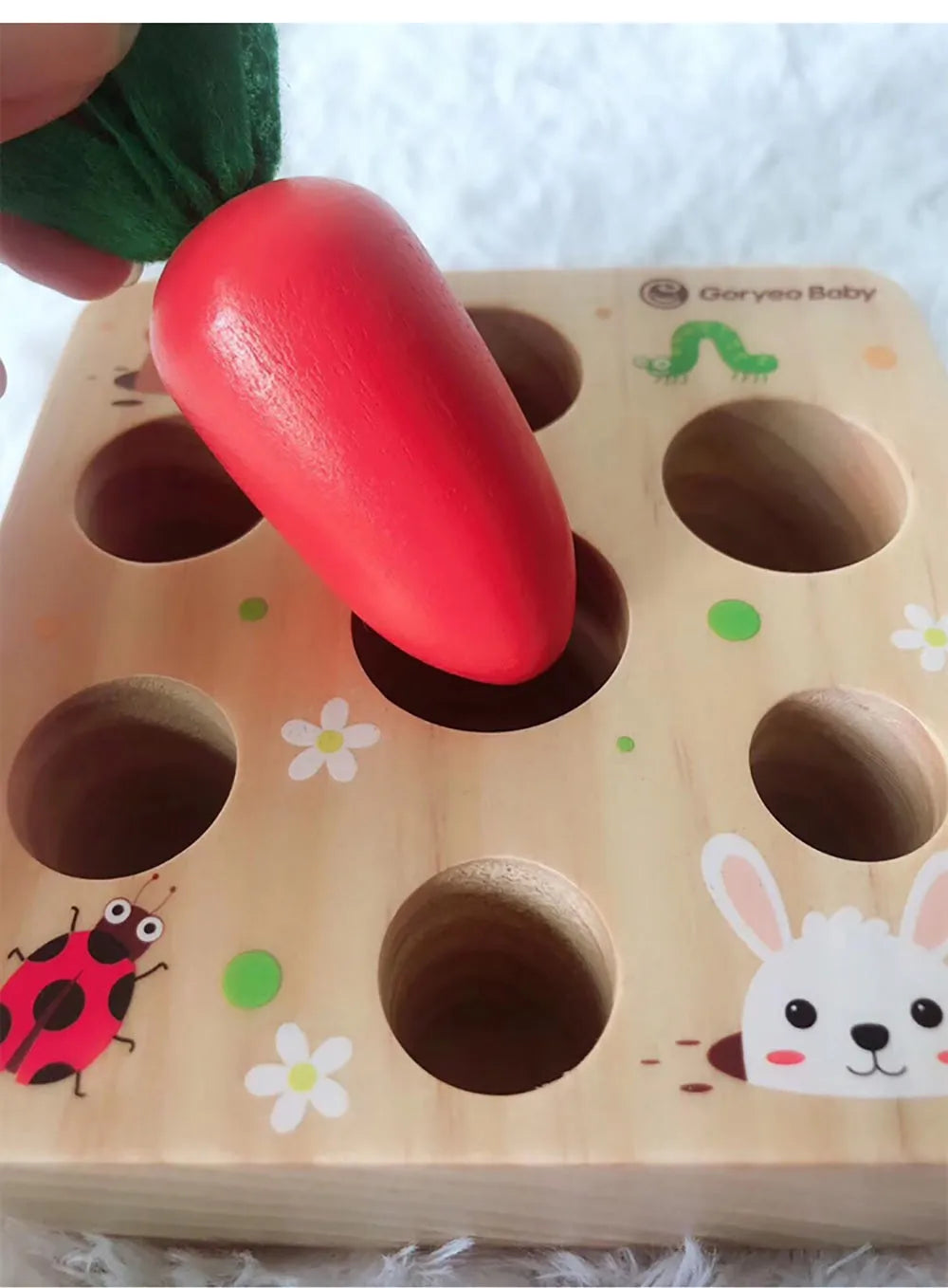 Harvest carrots educational toy for 2-4 year olds made from pine wood with water-based paint