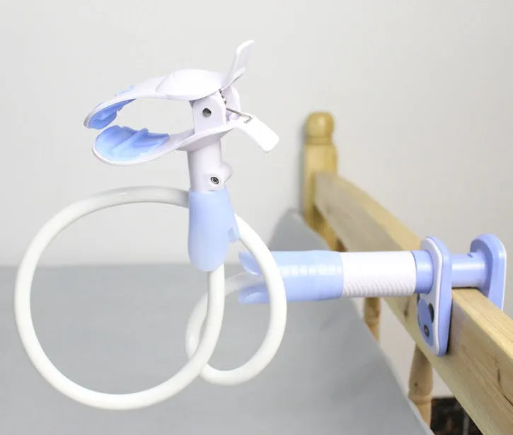 Blue baby feeding bracket with 1.05 metre extended length for lactation stage support
