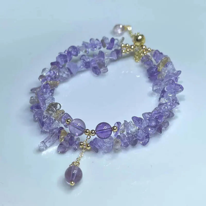 Double row ametrine crystal bracelet in D178 colour with manual craftsmanship